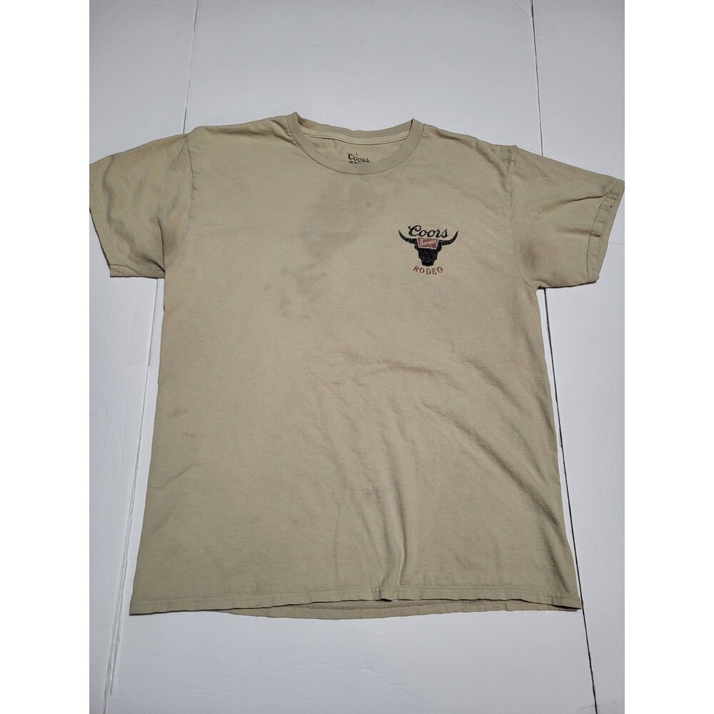 (#L5) Coors Banquet Rodeo Logo Distressed T-Shirt Brown Size Men's Large